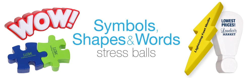 ymbol Stress Balls, Shapes - Word Stress Relievers