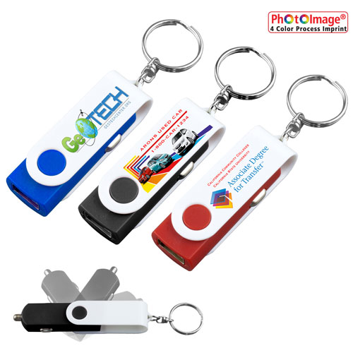 Keychain Swivel USB Car Charger - 4 Color Process | Chargers & Adapters ...