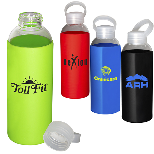 Promotional Glass Bottle with Color Silicone Sleeve 