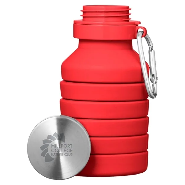 Promotional Red Collapsible Water Bottle-18oz.