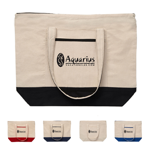 Promotional 12 oz Cotton Canvas Zippered Boat Tote
