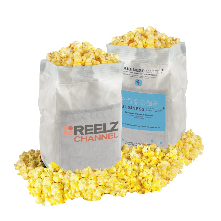 Promotional Microwave Popcorn in Custom White Bag - Butter