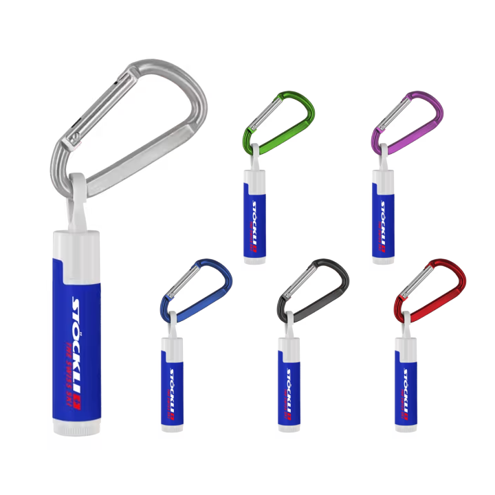 15 Lip Balm in White Tube with Hook Cap and Carabiner Promotional 15 Lip Balm in White Tube with Hook Cap and Carabiner