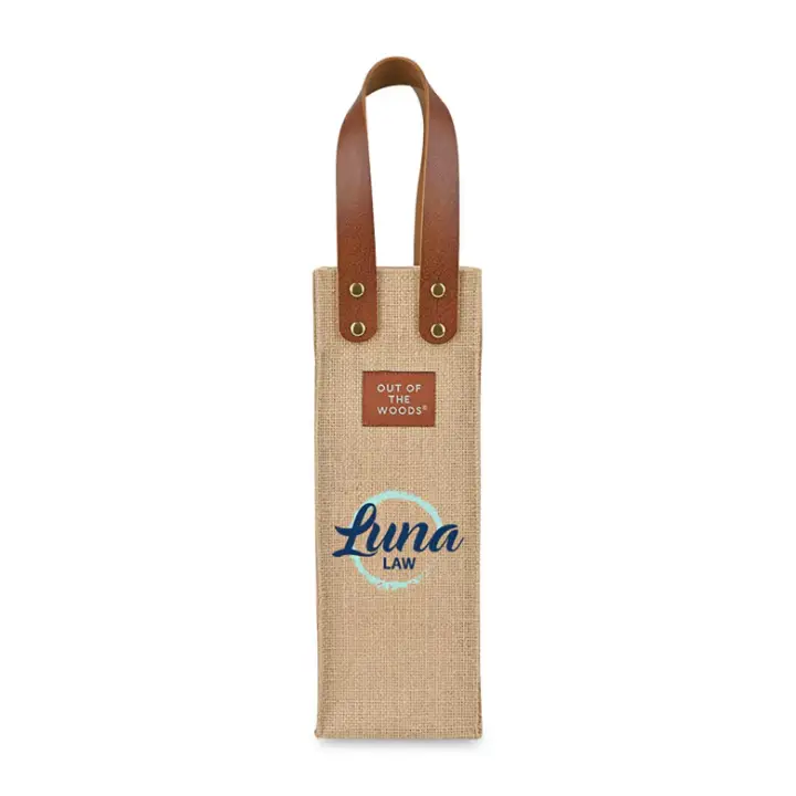 Out of The Woods® Jute Wine Tote Promotional Out of The Woods® Jute Wine Tote